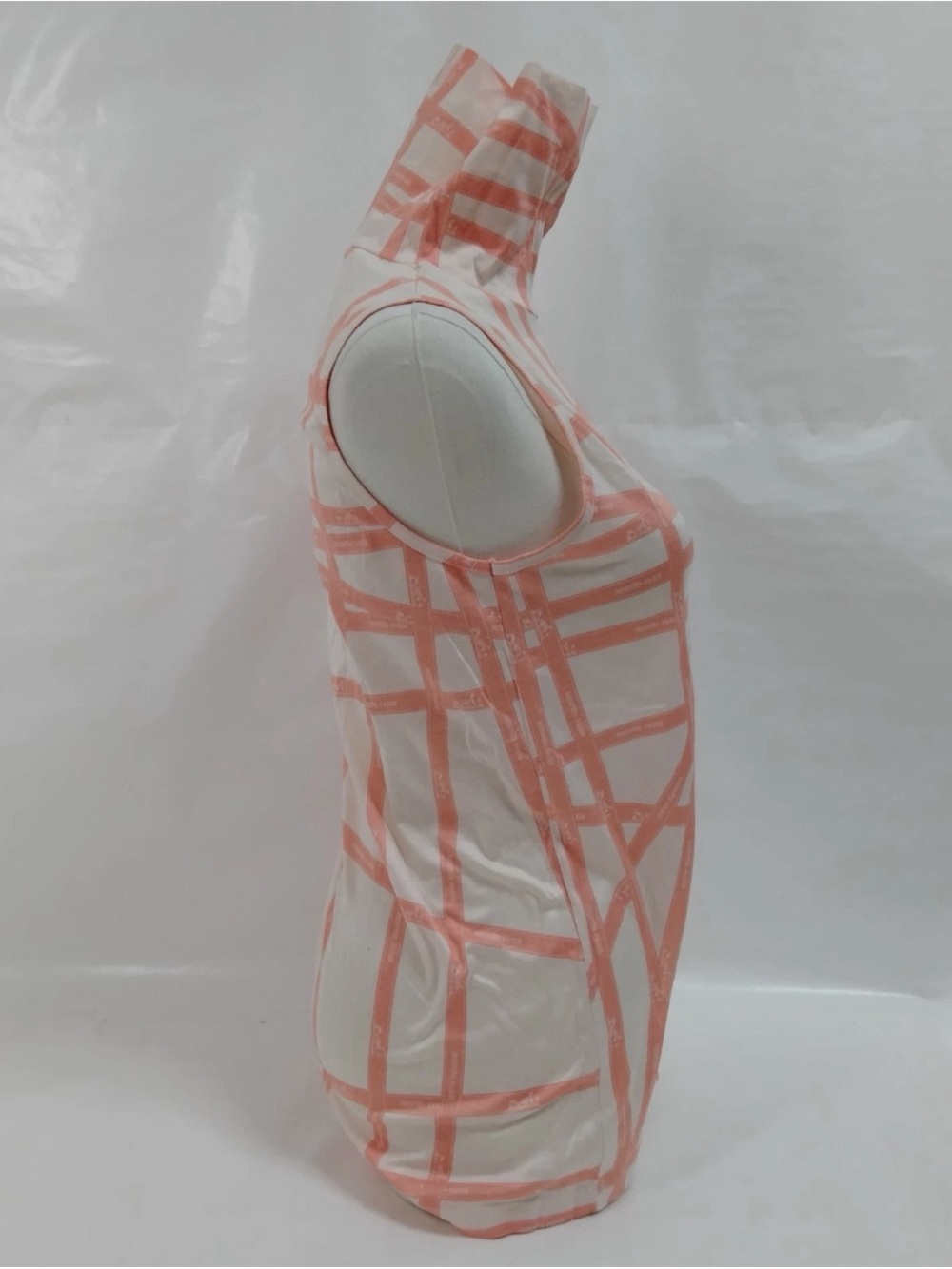 Hermès—Orange Ribbon Striped White Sleeveless Mock Neck Top, M - Picture 4 of 15